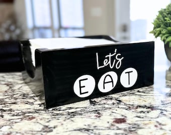 Personalized Wood Napkin Holder, Custom Dinner Napkin Caddy, Fits 6.5” Napkins