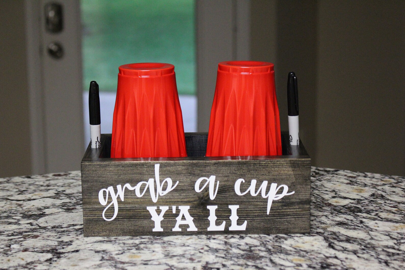Double Solo Cup and Marker Holder Personalized Wooden Cup Etsy