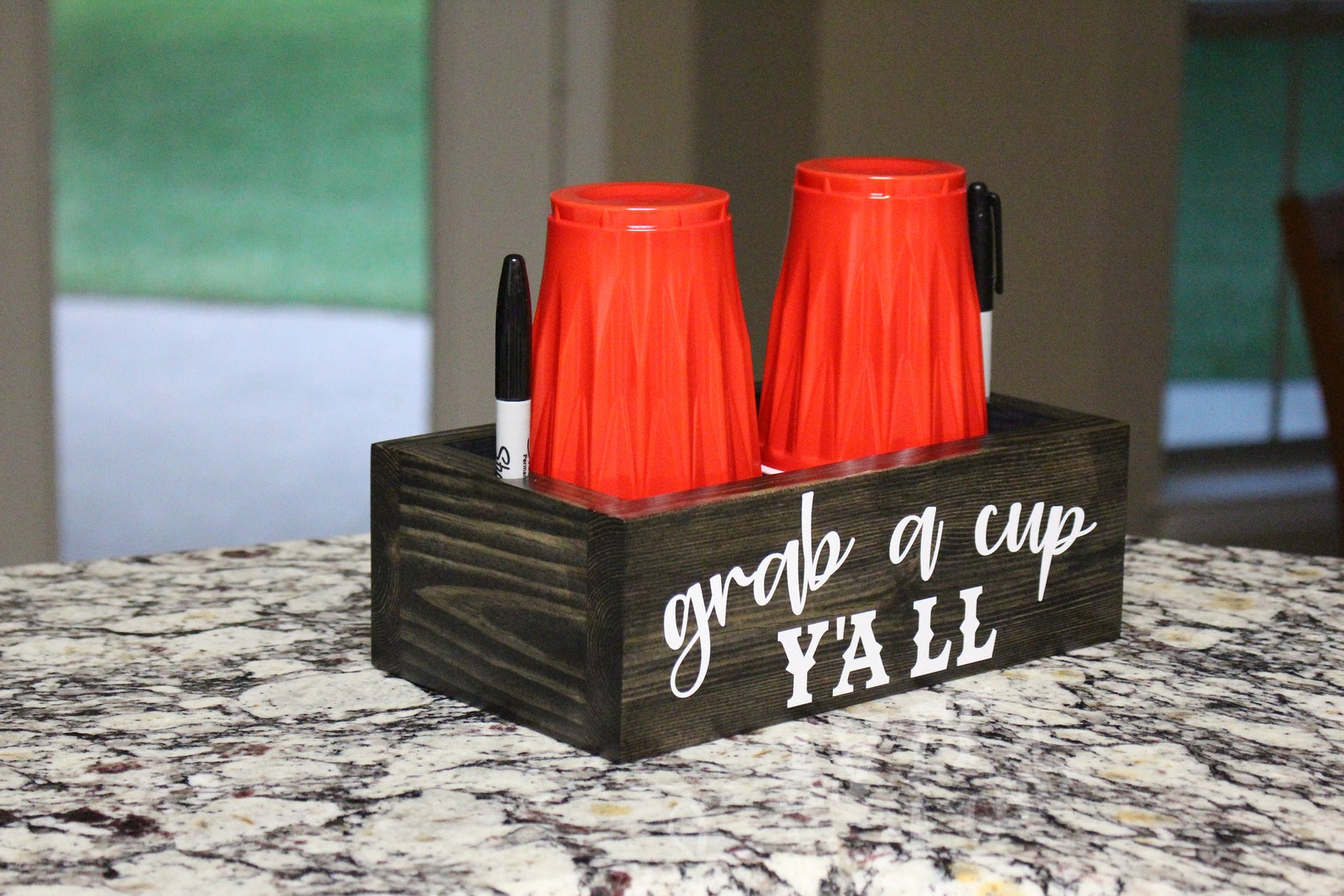 Double Solo Cup and Marker Holder Personalized Wooden Cup Etsy