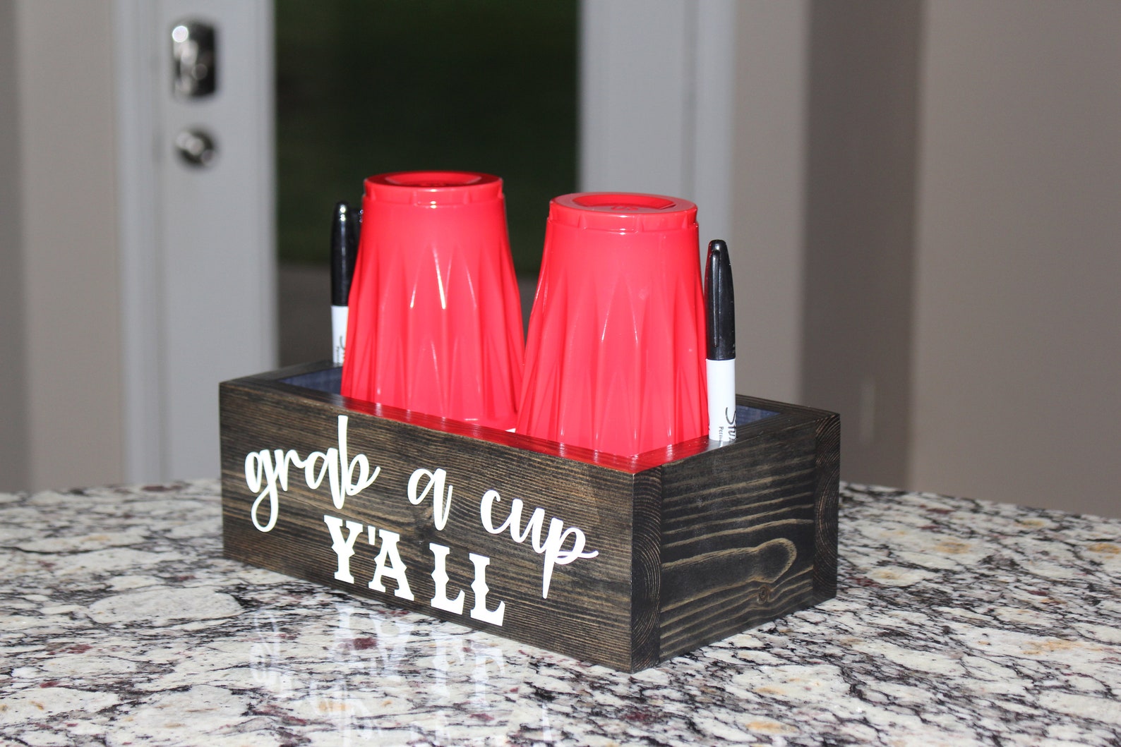 Double Solo Cup and Marker Holder Personalized Wooden Cup Etsy