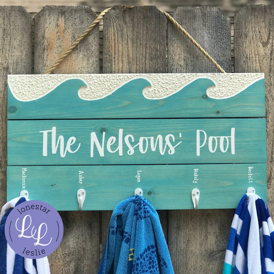 Personalized Pool Towel Holder Pool Towel Sign Hot Tub Towel Etsy