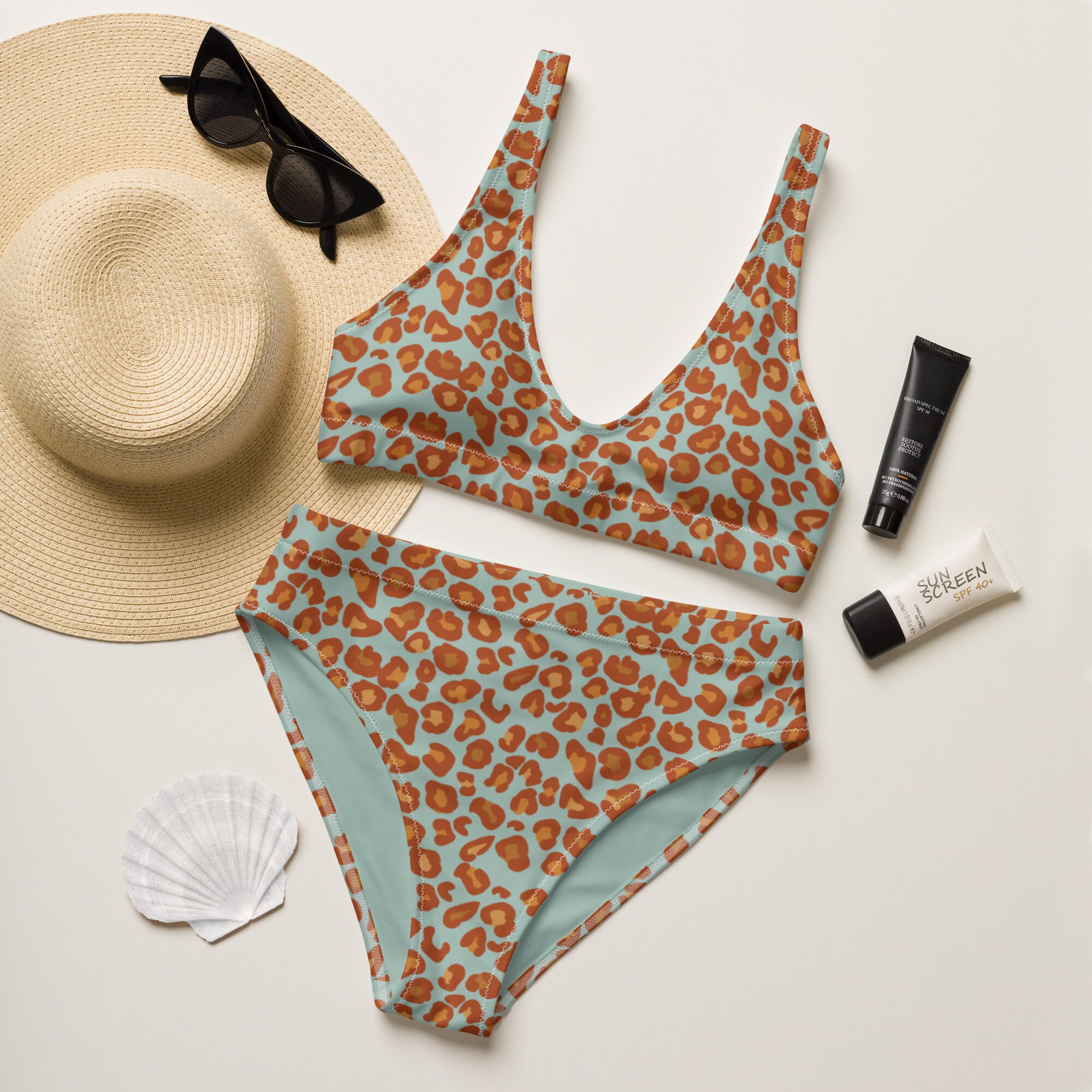 leopard swimsuit high waisted