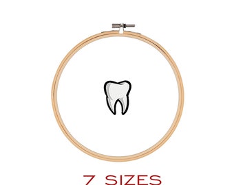 Diseño de bordado de dientes, archivo de bordado a máquina dental (7 tamaños)