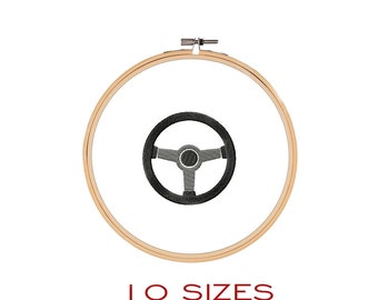Steering Wheel Embroidery Design, Car Machine Embroidery (Digital Download)