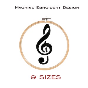 TREBLE CLEF embroidery design. MUSIC machine embroidery file