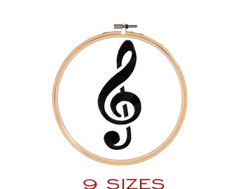 Diseño de bordado TREBLE CLEF. Archivo de bordado de la máquina MUSIC