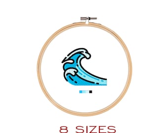 Diseño de bordado de olas del océano: archivo para máquina de surf (8 tamaños)