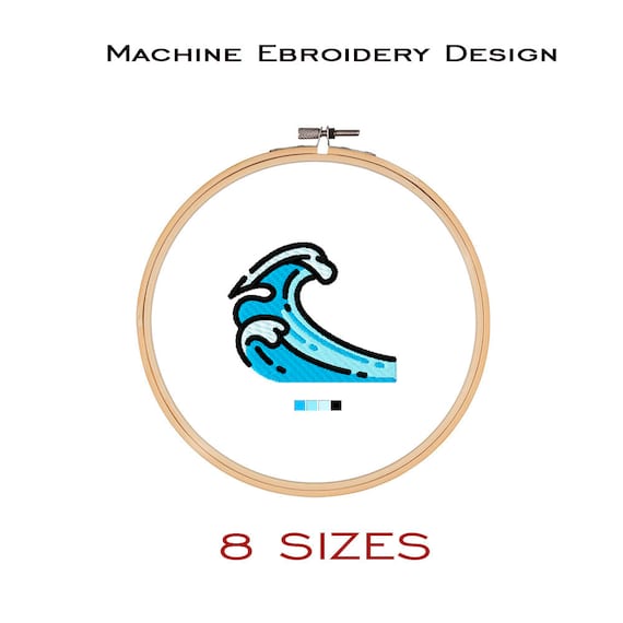 WAVE Embroidery Design. Ocean Wave Machine Embroidery File. Etsy