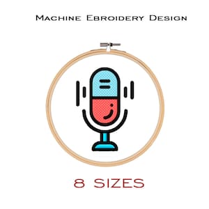 MICROPHONE embroidery design. MUSIC records machine embroidery file