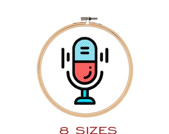 MICROPHONE embroidery design. MUSIC records machine embroidery file