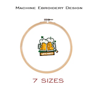 BEER embroidery design. Beer glasses machine embroidery file. Craft beers glasses embroidery file