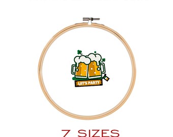 Beer Glasses Embroidery Design, Craft Beer File (7 Sizes)