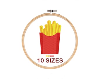 French Fries Embroidery Design, Fast Food (Digital Download)
