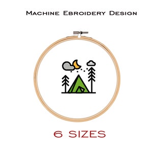 CAMPING TENT embroidery design. camping tent bbq forest machine embroidery file