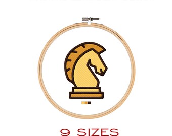 DISEÑO DE BORDADO CHESS HORSE. Archivo de bordado de máquina de figuras Shess