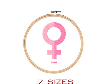 Archivo de bordado de signo femenino, símbolo de Venus (dst, jef, hus, pec, pes, vip, xxx)