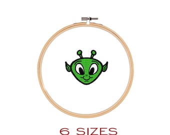 Diseño de bordado de cabeza de extraterrestre (6 tamaños) (dst jef hus pec pes vip xxx)