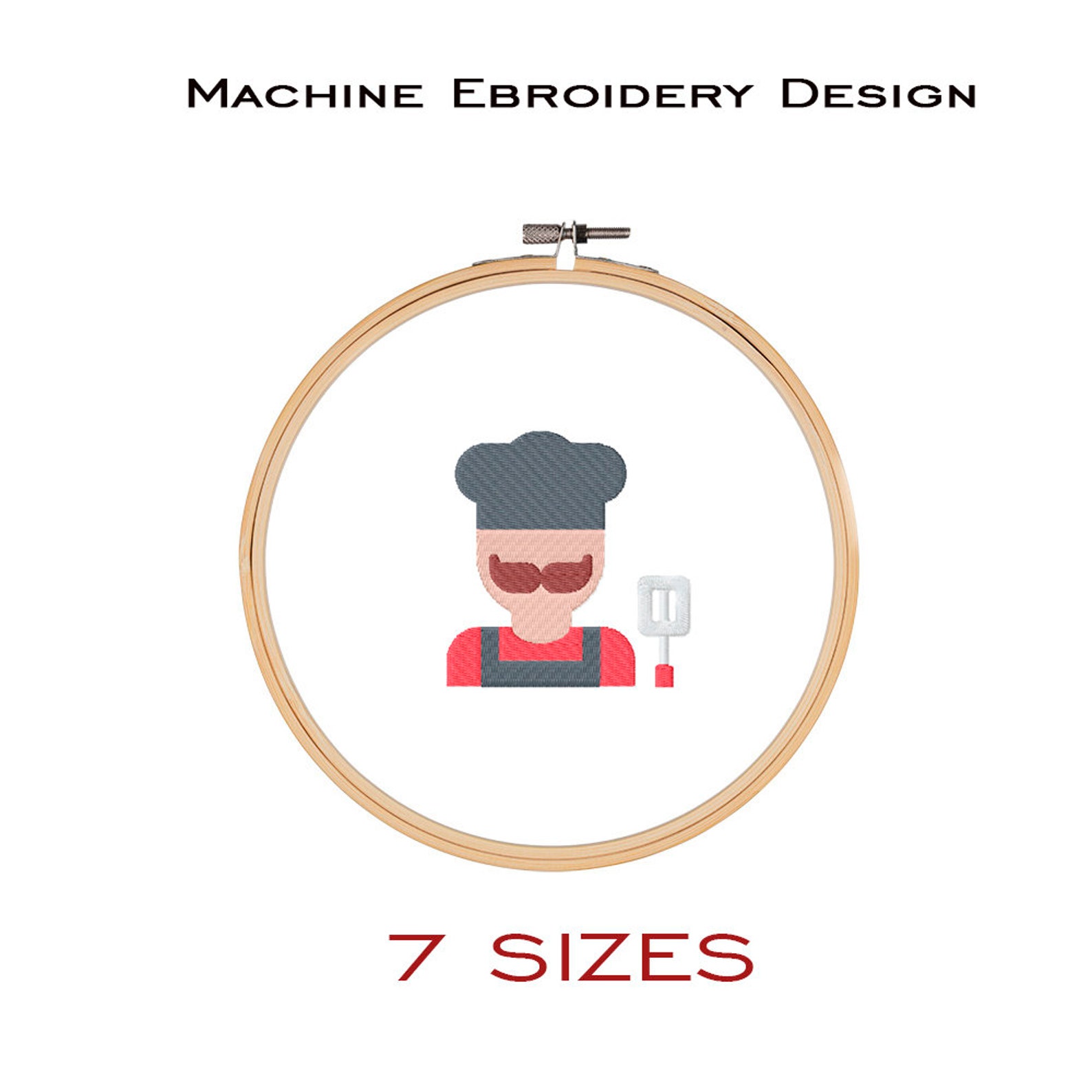 CHEF Embroidery Design. Kitchen Embroidery File. Head Chef Embroidery
