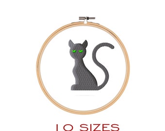 Black Cat Embroidery Design, Halloween Machine Embroidery File (Digital Download)