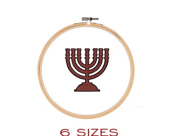 Diseño de bordado MENORAH. Archivo de bordado de la máquina de velas