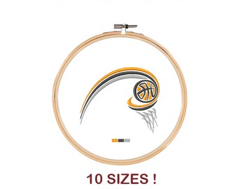 Diseño de bordado de baloncesto Swish (descarga digital)