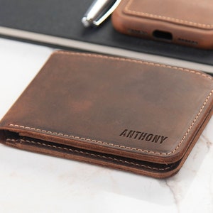 Regalo personalizado para el Día de San Valentín, Cuero de regalo para amantes, Billetera de cuero personalizada, Billetera para hombre grabada a mano, Regalo para novio