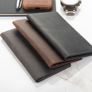 Cartera personalizada para hombre, cartera larga de cuero, cartera de cuero grabada, regalo para él, regalo de Navidad, regalo para esposo, regalo para papá