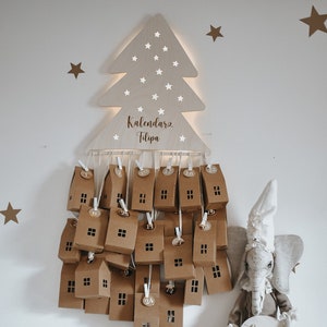 Personalized Advent calendar with light Adventskalender Auto aus Holz Personalisiert mit Häuschen, Advent,Adventskalender für Kinder