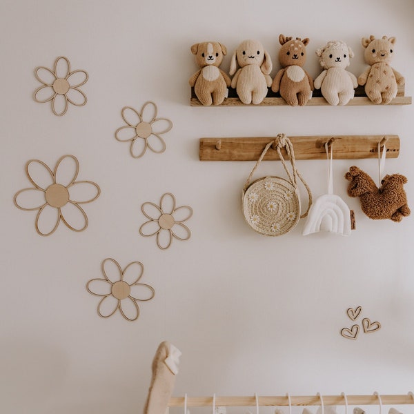 Blume Wanddeko Kinderzimmer,5 Wooden flowers, nursery wooden,wooden wall decoration, Kinderzimmer Dekoration, Wanddekoration,daisy flowers