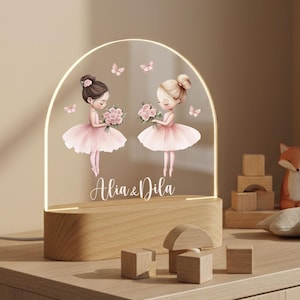 Geschenk Geburt Zwillinge | Geschenke für Kinder| Nachtlampe mit einer Ballerina image 1