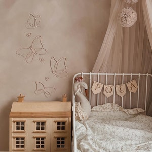 Holzschmetterlinge Wanddeko – Boho Kinderzimmer Wandkunst – Natürliches Babygeschenk – Handgefertigtes Originaldesign