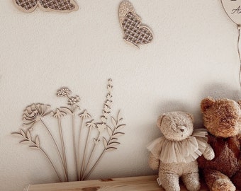 Wildblumen aus Holz | Nursery decor wooden flowers | Laser Cut Flowers | Holzblumen Basteldekoration | Wildflower | flowers decoration