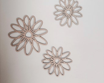 Blume Wanddeko Kinderzimmer, 3 Wooden flowers, nursery wooden,wooden wall decoration ,Kinderzimmer Dekoration , Wanddekoration daisy flowers
