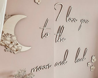 I love you to the moon and back wooden sign, wooden letters, Inschrift an der Wand, nursery, kinderzimmer inschrift, wandddeko, babyzimmer
