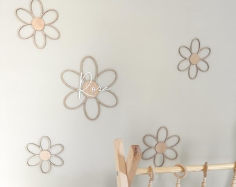Wooden flowers with name,Blume Wanddeko Kinderzimmer, nursery wooden,wooden wall decoration, Kinderzimmer Dekoration,daisy flowers, name