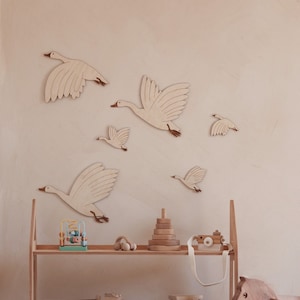 Holzgänse Hölzerne Gänse Holzvögel Babyzimmer Kinderzimmer Kinderzimmer Dekor Vögel aus Holz Holzwanddekoration Holzgänse Holzvögel