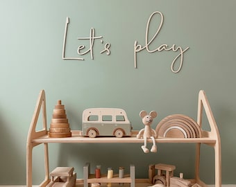 Let's PLAY Wandschild – Spielschild, Kinderspielzimmer-Dekoration – Schlafzimmer, Kinderzimmer, Innenwand-Kunst-Design, Kinder-Wandkunst, Kinderziemer