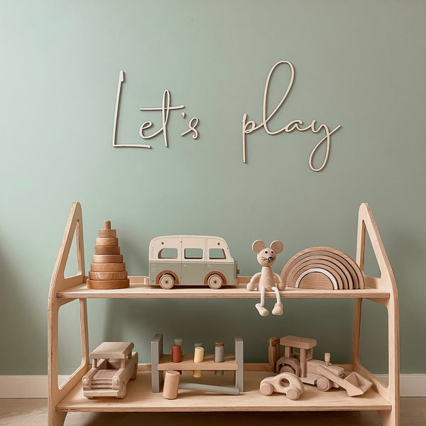 Let's PLAY Wall Sign - play sign Children's Playroom Decor - Bedroom, Nursery Interior Wall Art Design kids wall art kinderziemer