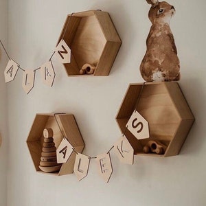 Custom Garland, Birthday, Baby Room Banner, Personalized Garland with Name, Namensgarlande aus Holz, holz garlande