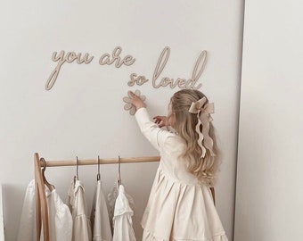 You Are So Loved Wall Art | Nursery Wooden Script Sign | Baby Room Decor | Holzschild Kinderzimmer | Du bist so geliebt | Handmade Wood Sign