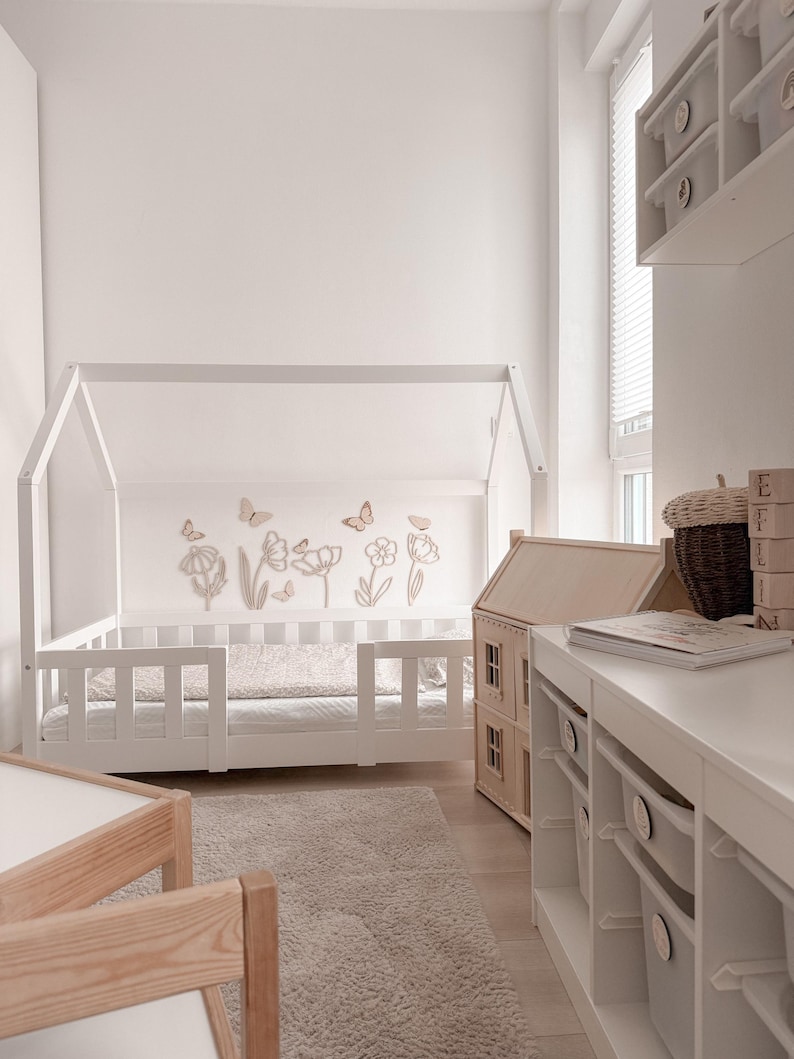 wooden flowers with butterflies, a beautiful decoration for a girl's room