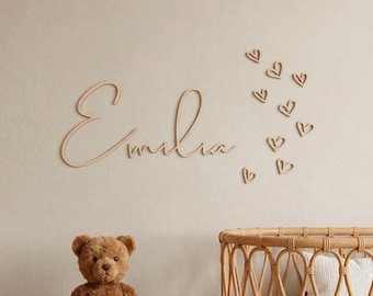 Personalized Wooden Name with Hearts – Nursery Decor, Baby Girl Gift