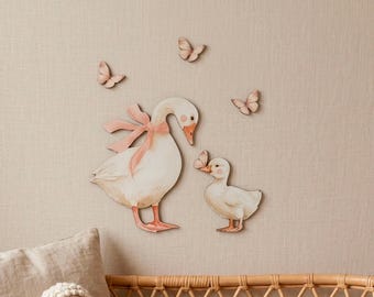 Wooden Geese Family Decor | Goose Nursery Wall Art | Silly goose