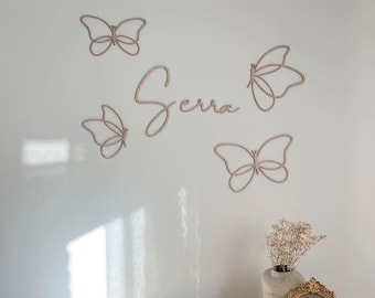 Personalized Wooden Name Sign with Butterflies – Custom Kids Room Wall Decor – Nursery Name Plaque