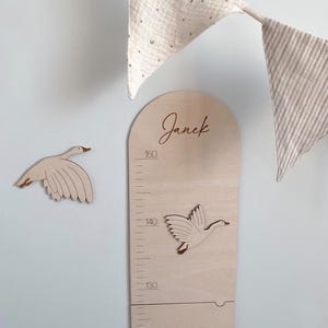 Houten groeimeter Ganzen Wachstumstabelle Gänse Toise Bébé Bois Decoratie Murale Chambre Enfant Boho Kinderzimmer