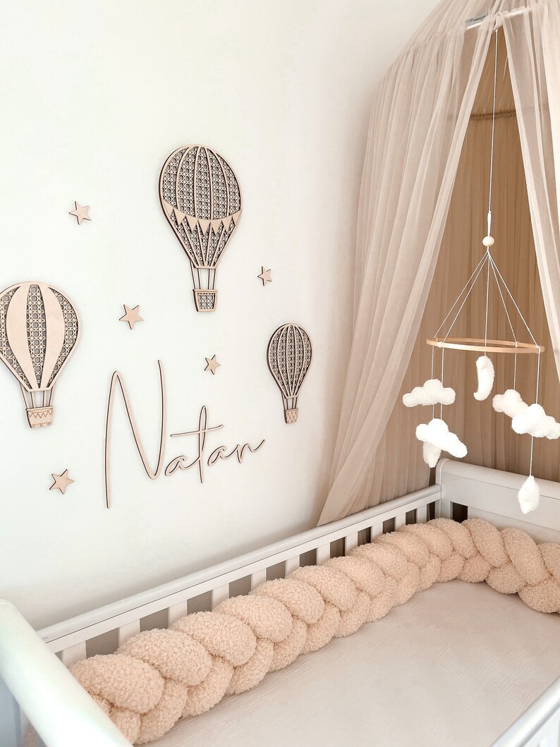 wooden hot air ballon with name