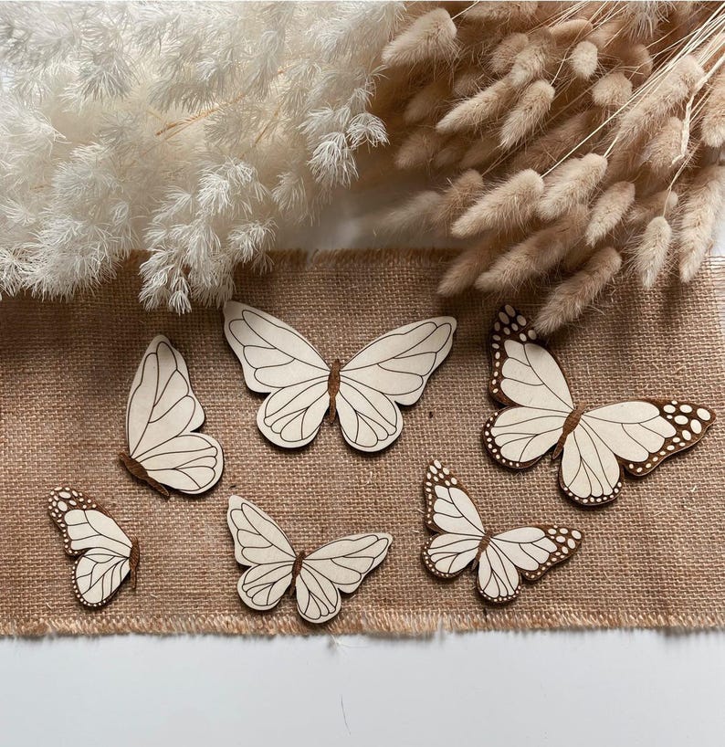 papillons en bois | décor en bois | Décoration murale | Décor papillons | Petite fille | image 4