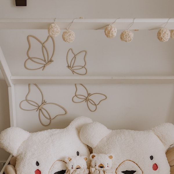 Wooden butterflies | kinds room | Babyzimmer Wanddekor | 3D Wandtattoo | Schmetterlinge | Papillons | Farfalle | Kinder camera