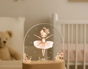 Personalized Ballerina Night Light with Name | Custom LED Nursery Lamp | Baby Girl Room Decor | Ballet Gift for Kids | Ballet Bedroom Decor