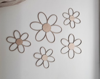 Blume Wanddeko Kinderzimmer,5 Wooden flowers, nursery wooden,wooden wall decoration, Kinderzimmer Dekoration, Wanddekoration,daisy flowers